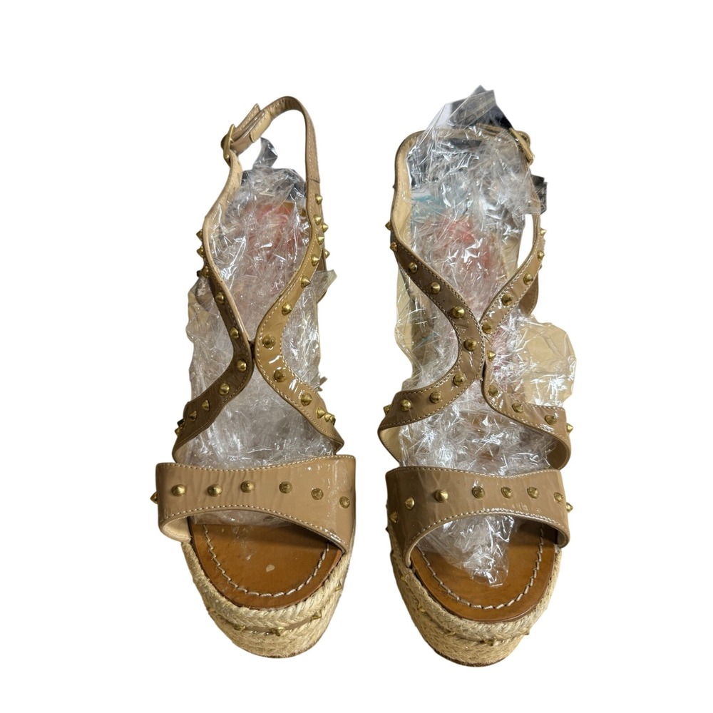 Beverly Feldman Love & Desire Sandals Sz 10 Studded Espadrille Heels Spain - Picture 1 of 16